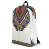 cream african print backpack