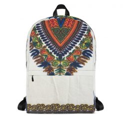 cream african print backpack