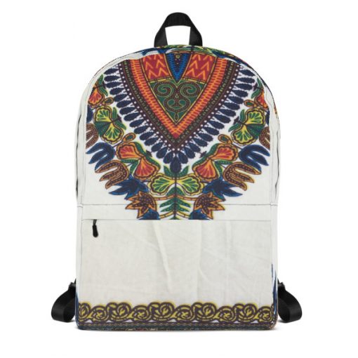 cream african print backpack