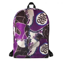 purple and black backpack